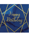 serviettes happy birthday bleu marine