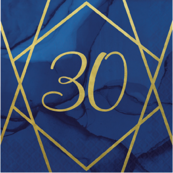 Tovaglioli da festa 30 anni Blu Navy e Oro – decorazione della tavola compleanno per adulti | BelleFete.ch