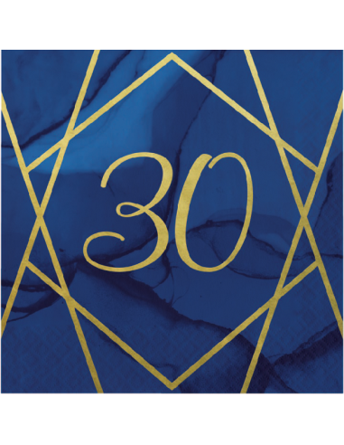 Serviettes de fête 30 Ans Bleu Marine et Or – décoration table anniversaire adulte | BelleFete.ch