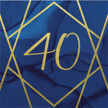 Party-Servietten für 40 Jahre Marineblau und Gold – elegante Geburtstagsdekoration | BelleFete.ch