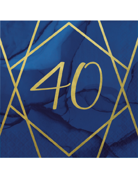 Serviettes de fête 40 Ans Bleu Marine et Or – décoration anniversaire élégante | BelleFete.ch