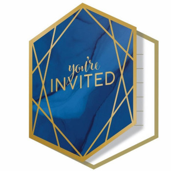 Marineblaue und goldene Geburtstagseinladungen - Partykarten | BelleFete.ch