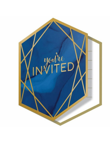 Marineblaue und goldene Geburtstagseinladungen - Partykarten | BelleFete.ch