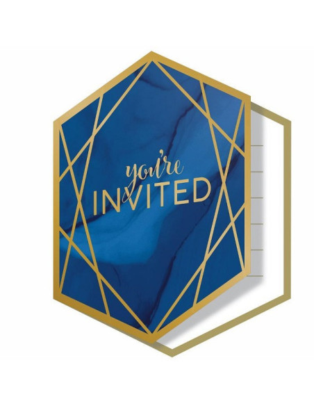 Marineblaue und goldene Geburtstagseinladungen - Partykarten | BelleFete.ch