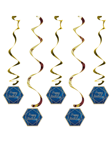 Decorazioni per feste da appendere Blu Navy e Oro – decorazione di compleanno | BelleFete.ch