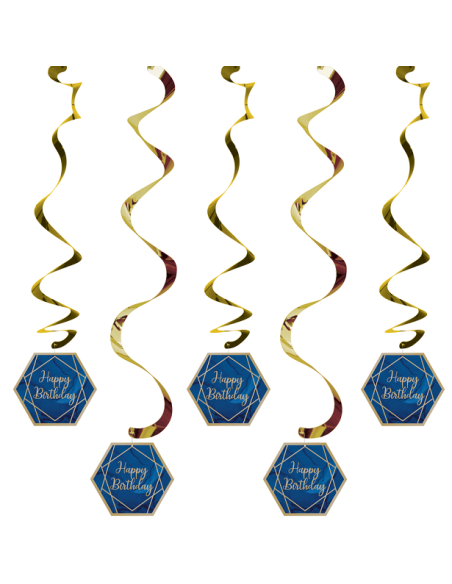 Decorazioni per feste da appendere Blu Navy e Oro – decorazione di compleanno | BelleFete.ch