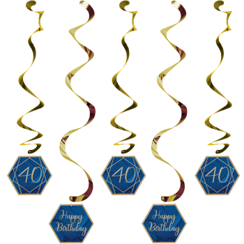 Decorazioni da appendere 40 anni blu navy e oro – elegante decorazione di compleanno | BelleFete.ch