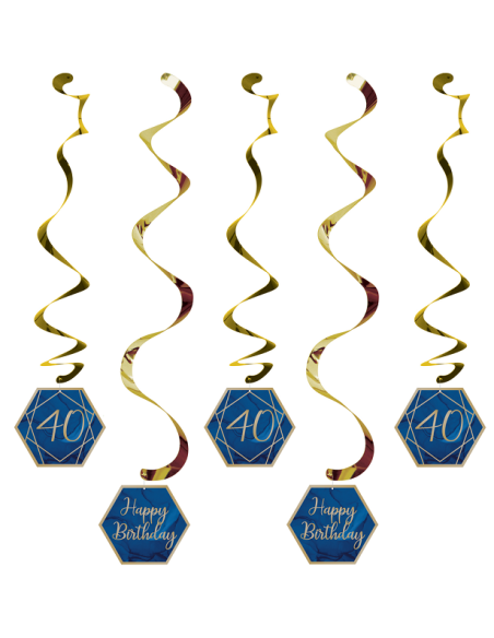 Decorazioni da appendere 40 anni blu navy e oro – elegante decorazione di compleanno | BelleFete.ch