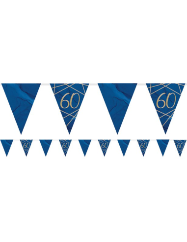 Ghirlanda di compleanno "60 anni" blu navy e oro