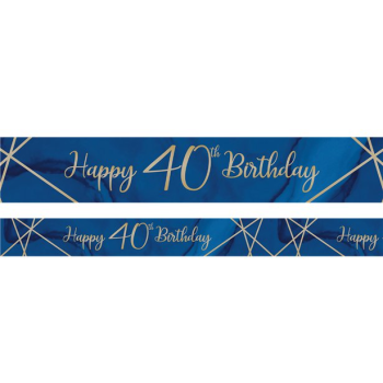 Geburtstagsbanner 40 Jahre Marineblau und Gold – Geburtstagswanddekoration | BelleFete.ch