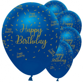 Ballons anniversaire trio – bleu et or
