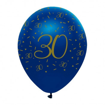 Ballons 30 Ans Bleu Marine et Or