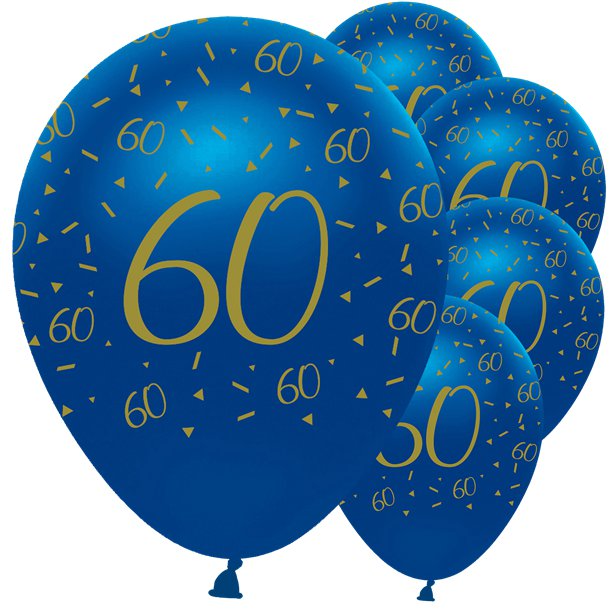 ballons latex 60 ans bleu marine