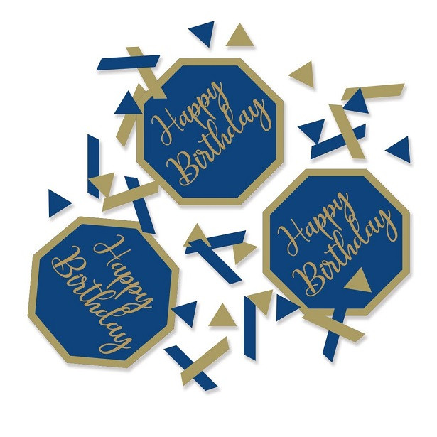 Coriandoli “Buon Compleanno” Blu Navy e Oro