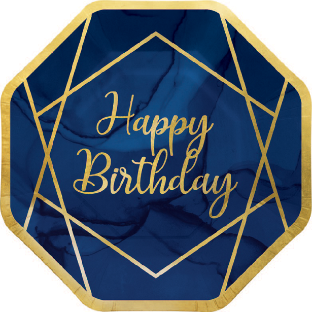 Cake Topper in carta 20 x 20 cm Scritta Happy Birthday Gold - Big