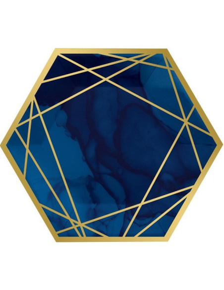 Assiettes de fête Bleu Marine et Or – vaisselle anniversaire | BelleFete.ch