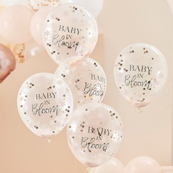 Palloncini di coriandoli "Baby in Bloom" - Decorazione Baby Shower - Bellefete.ch