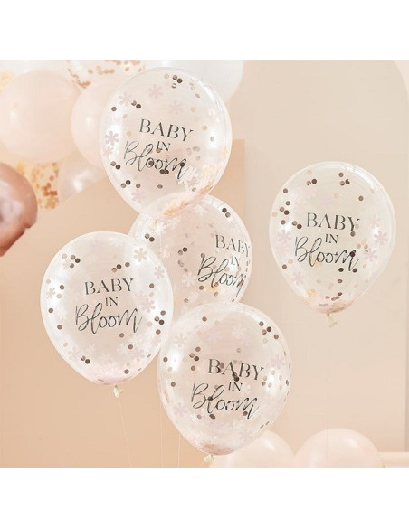 Ballons à confettis "Baby in Bloom" - Déco Baby Shower - Bellefete.ch