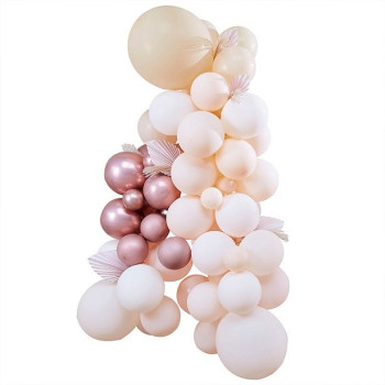 Arco di 70 palloncini da festa Pesca e oro rosa con fogliame - Decorazione di festa - Bellefete.ch 2