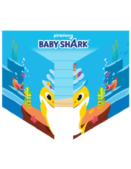 8 Geburtstags-Einladungskarten Baby Shark – Dekoration und Organisation Party - Bellefete.ch