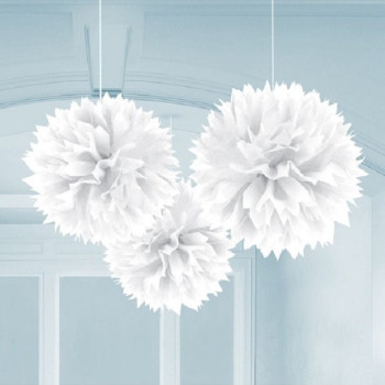 Pompons de fête décoratifs en papier Blanc - Articles de fête - Suisse