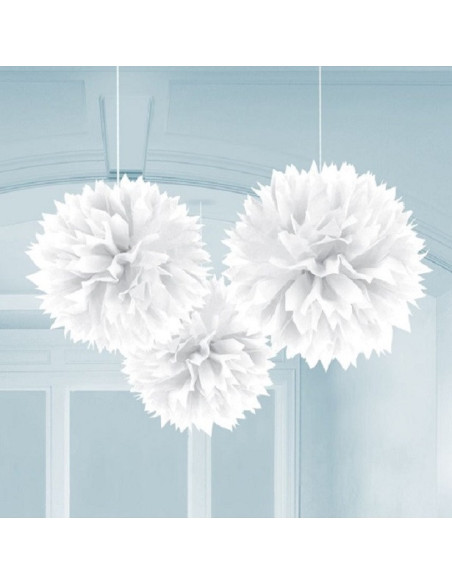 Dekorative Partypompons aus weißem Papier - Partyartikel - Schweiz