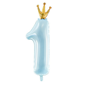 Ballon de fête en aluminium chiffre "1" Bleu et Or - Ballons 1er anniversaire - Suisse