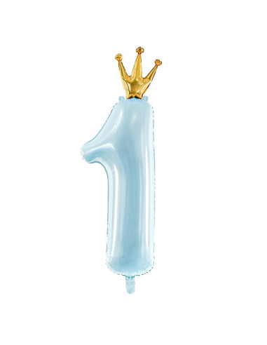 Ballon de fête en aluminium chiffre "1" Bleu et Or - Ballons 1er anniversaire - Suisse