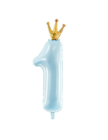 Ballon de fête en aluminium chiffre "1" Bleu et Or - Ballons 1er anniversaire - Suisse