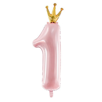 Partyballon Nummer "1" Rose und Gold mit Krone - Erster Geburtstag - Bellefete.ch