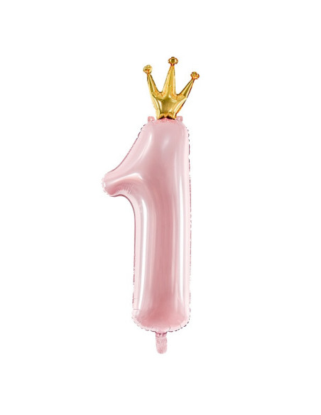 Partyballon Nummer "1" Rose und Gold mit Krone - Erster Geburtstag - Bellefete.ch