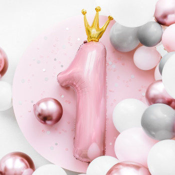Partyballon Nummer "1" Rose und Gold mit Krone - Erster Geburtstag - Bellefete.ch 2