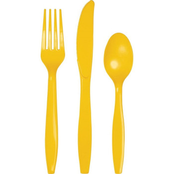 Couverts jaunes en plastique - Bellefete.ch - Suisse - Vaisselle jetable - Décorations de table