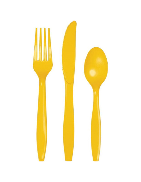 Couverts jaunes en plastique - Bellefete.ch - Suisse - Vaisselle jetable - Décorations de table Couverts jaunes en plastique - Bellefete.ch - Suisse - Vaisselle jetable - Décorations de table