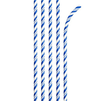 Gestreifte Partystrohhalme Royal Blue mit ECO-FLEX Technologie - Partyartikel - Bellefete.ch