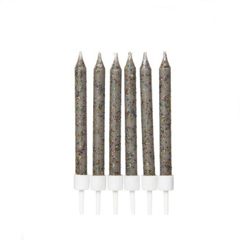 Bougies d'anniversaire à paillettes Gris - Accessoire Déco Table et Gâteau - Bellefete.ch 2