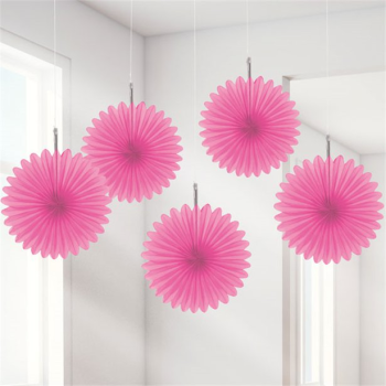 Ventagli di festa in carta - Rosa Vif - Decorazione della sala delle feste - Bellefete.ch