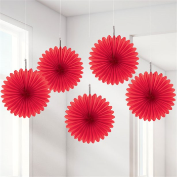 Éventails de fête en papier - Rouge - Déco salle de fête - Bellefete.ch