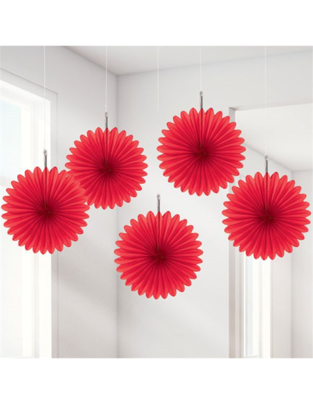 Éventails de fête en papier - Rouge - Déco salle de fête - Bellefete.ch