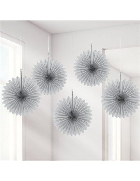 Éventails de fête en papier - Gris - Articles de fête - Bellefete.ch