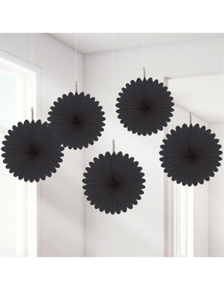 Éventails de fête en papier - Noir - Décoration salle de fête - Bellefete.ch