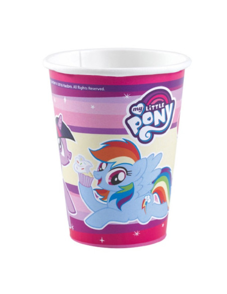 Bicchieri di compleanno My Little Pony per bambini, motivi colorati e unicorno