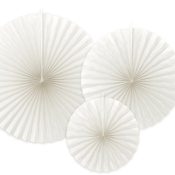 Set di 3 Ventagli da Festa in Carta Bianca 23-40 cm - Decorazione