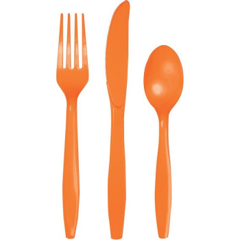 24 Kunststoffbesteck Orange - Einweggeschirr - Tischdekoration - Bellefete.ch - Schweiz
