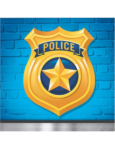 Questi piccoli tovaglioli saranno perfetti per decorare la tua tavola di compleanno a tema “Polizia”.