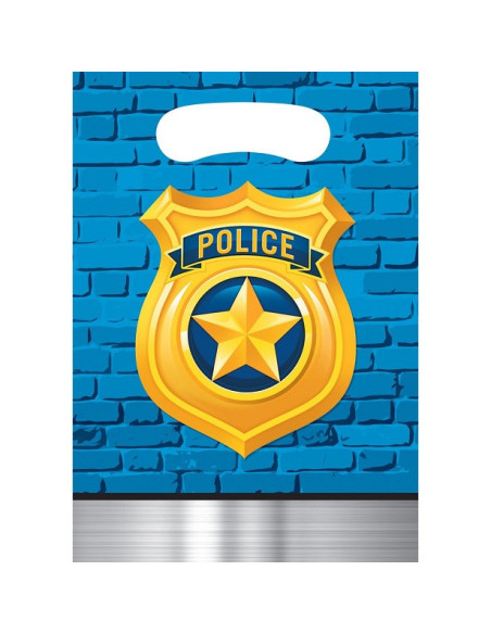 Partytaschen mit Polizeigeschenken für Babygeburtstag, Kriminalmotive