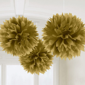 Pompons en papier Doré - Bellefete.ch - Suisse - Décorations de fête