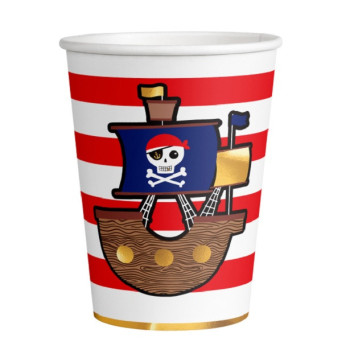 Gobelets de fête Pirate pour anniversaire enfant, motifs colorés et thème pirate