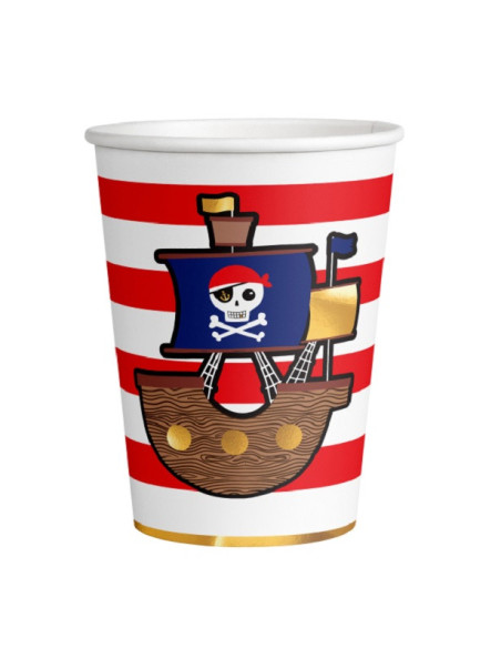 Gobelets de fête Pirate pour anniversaire enfant, motifs colorés et thème pirate