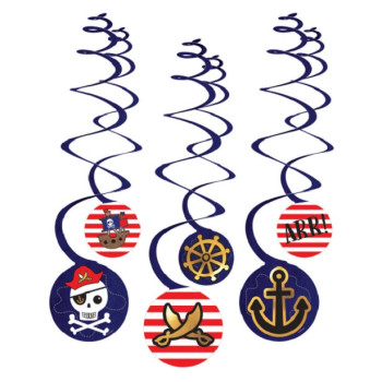 Décorations de fête à suspendre Pirate pour anniversaire enfant, motifs colorés et thème pirate